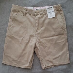 Signature Levi Strauss Girls Beige Flat Front Uniform Shorts